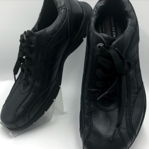black leather skechers mens